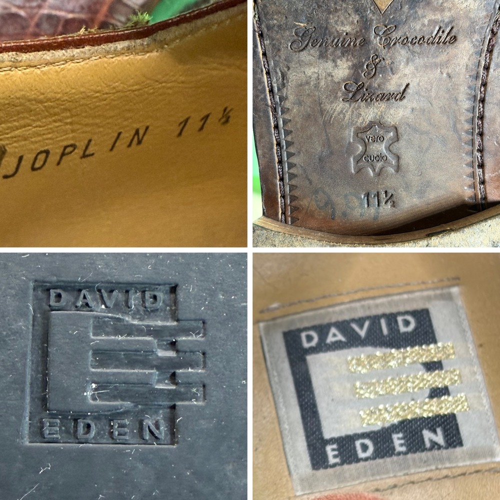 VTG David Eden Joplin Genuine Crocodile Lizard Derby Dress Shoes Mens 11.5 Brown - Picture 8 of 8
